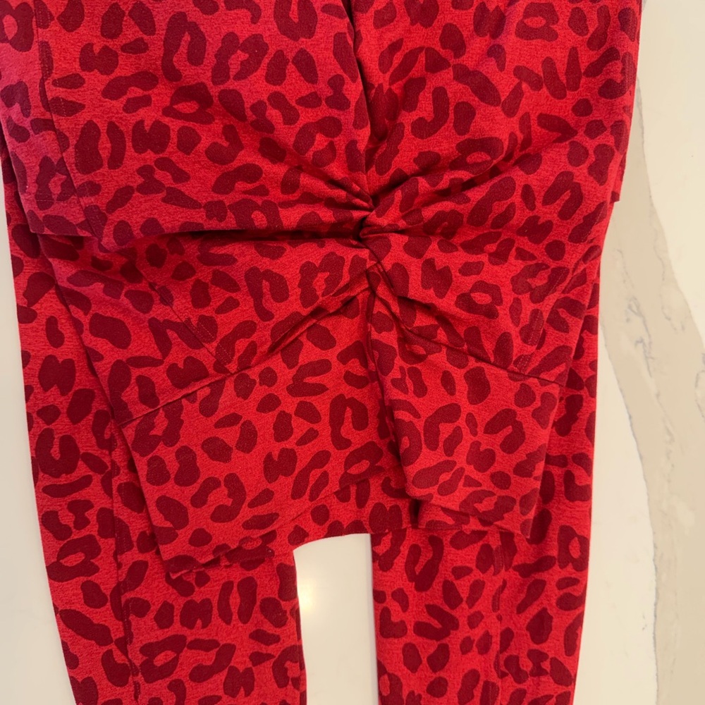 Bombshell Sportswear Red Leopard Print Leggings - Picture 3 of 3